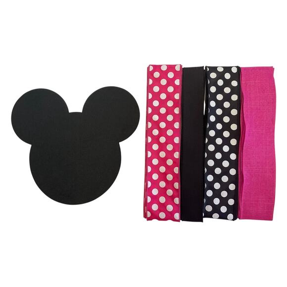 Hot Pink Minnie Mouse Wreath Kit, Sign & Ribbon Bundle Set, DIY Supply Set - Picture 3 of 4